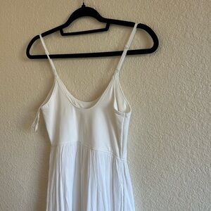 aerie White Midi Dress with Spaghetti Straps
